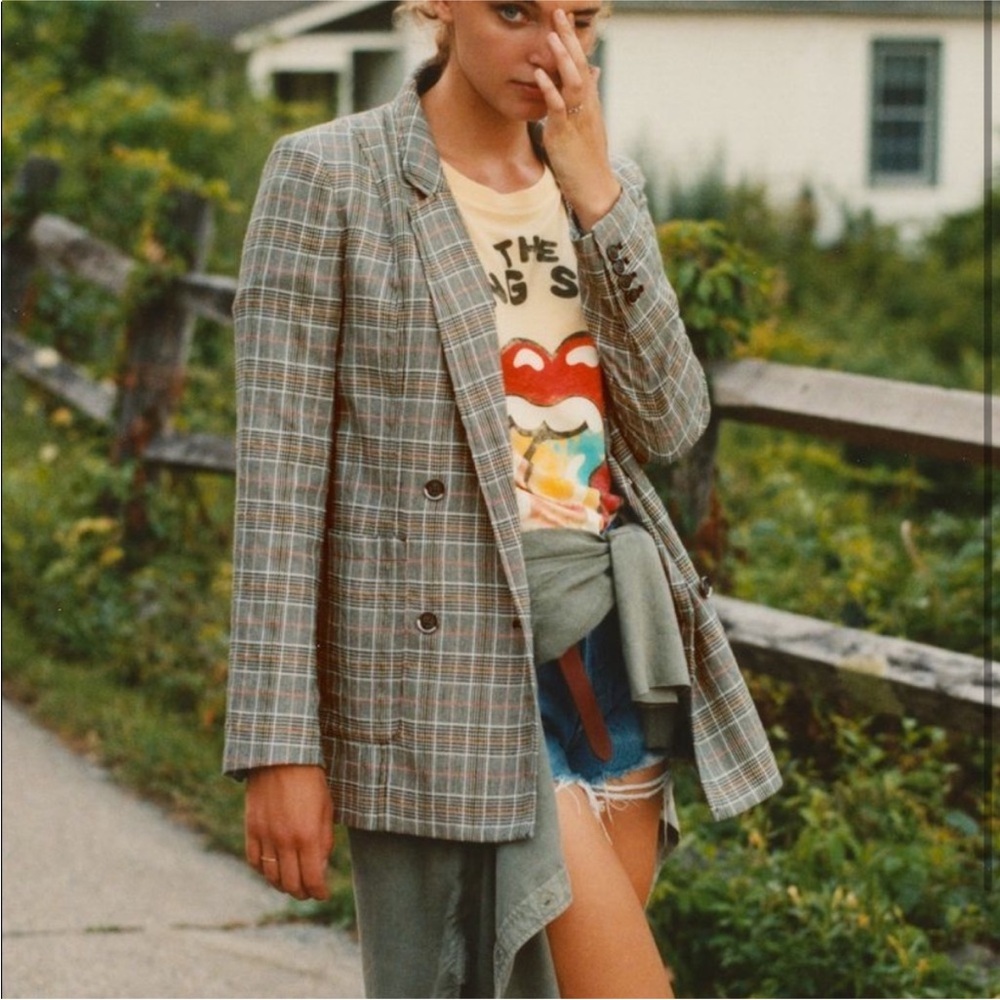Anthropologie Maeve Lilith Oversized Plaid Blazer‎ Size 4